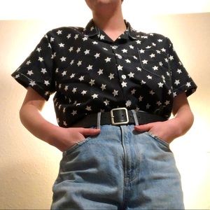 star pattern button up shirt